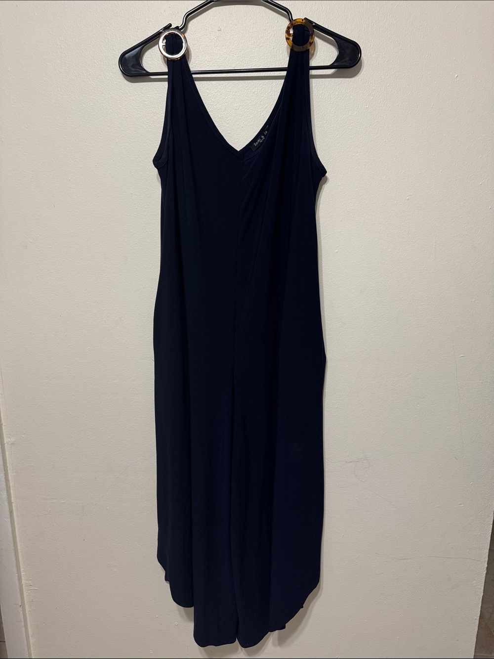 Sleeveless Navy Jumpsuit with Ring-Detail Straps